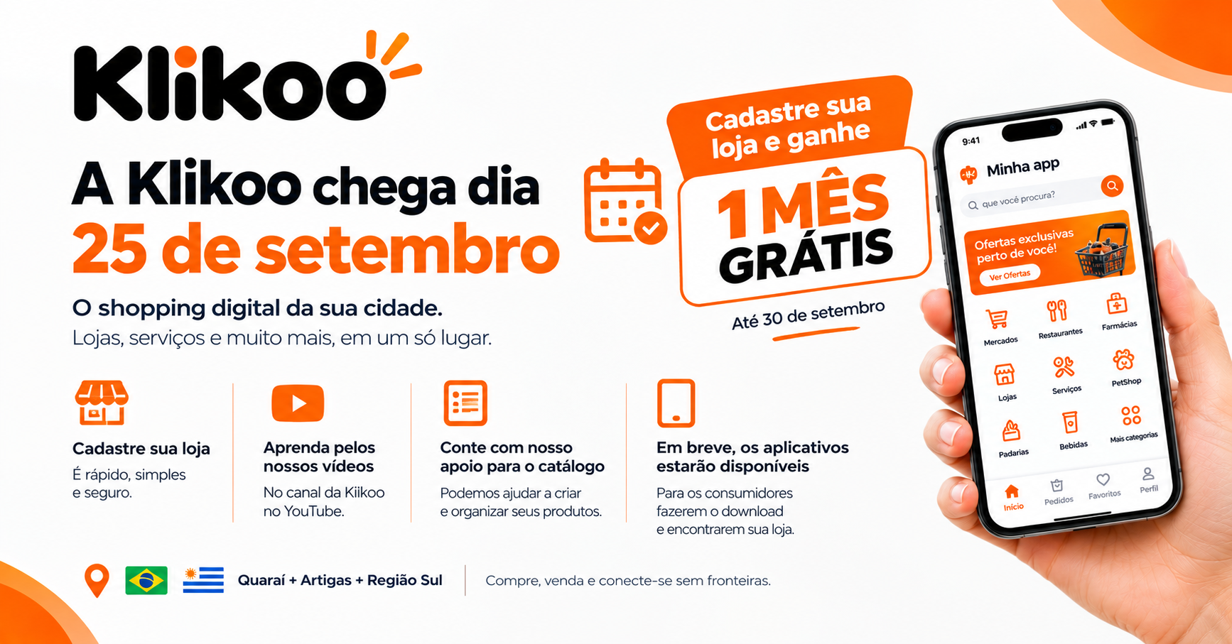 A Klikoo chegou dia 25 de setembro - cadastre sua loja e ganhe 1 mês grátis